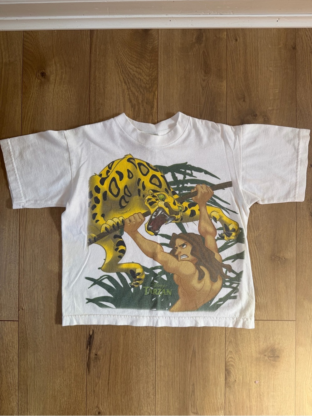 Vintage Disney Tarzan White Graphic Tee Shirt Kid’s Size Medium